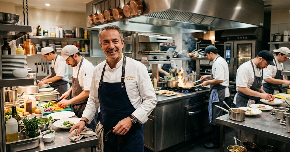 Restaurant owner in his kitchen